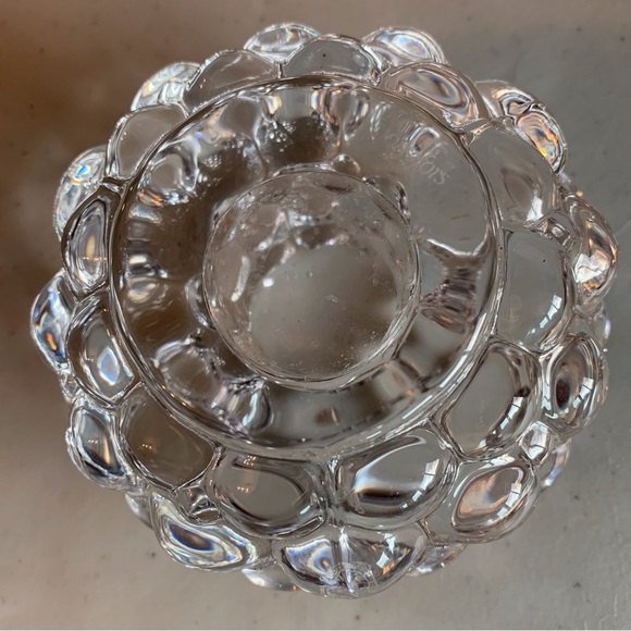 Pair of Orrefors Clear Crystal Raspberry Bubble Tea Light Votive Candle Holder - Picture 6 of 6